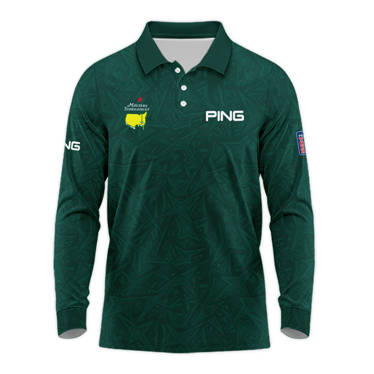 Stars Dark Green Abstract Sport Masters Tournament Ping Long Polo Shirt Style Classic Long Polo Shirt For Men