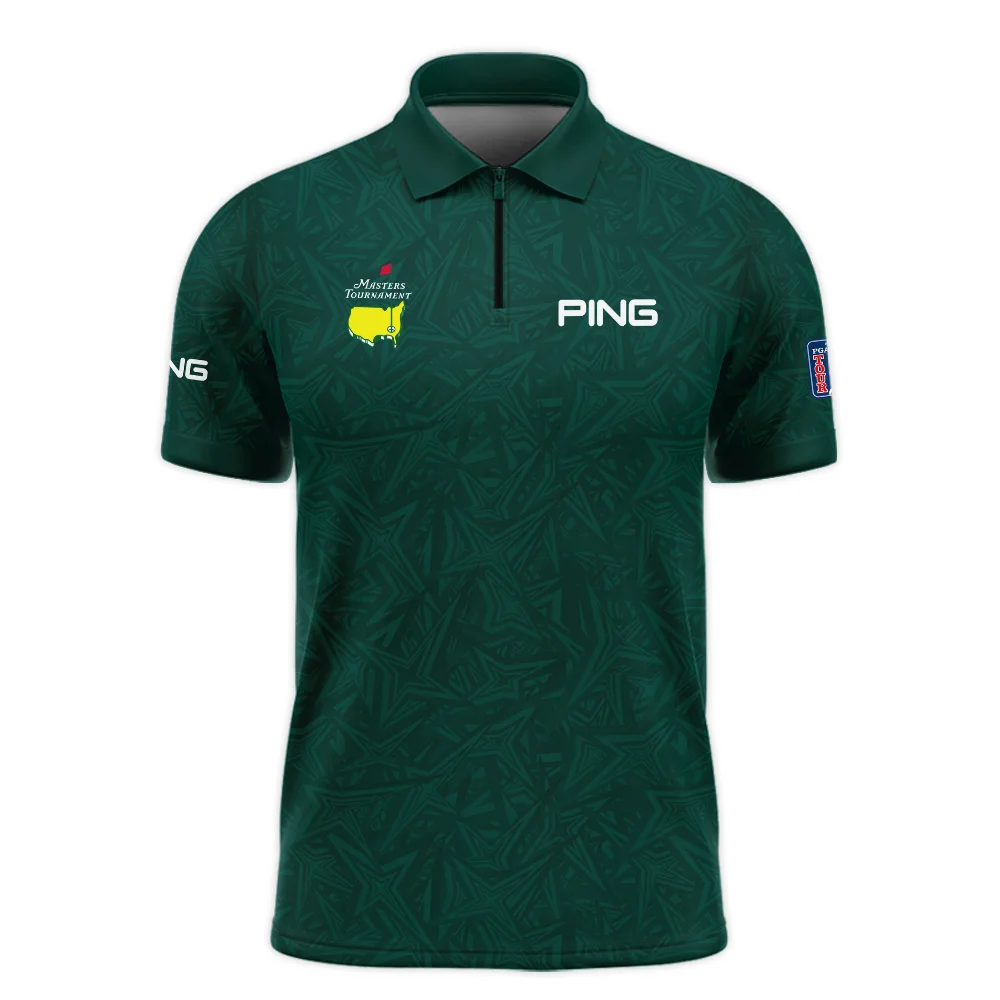 Stars Dark Green Abstract Sport Masters Tournament Ping Zipper Polo Shirt Style Classic Zipper Polo Shirt For Men