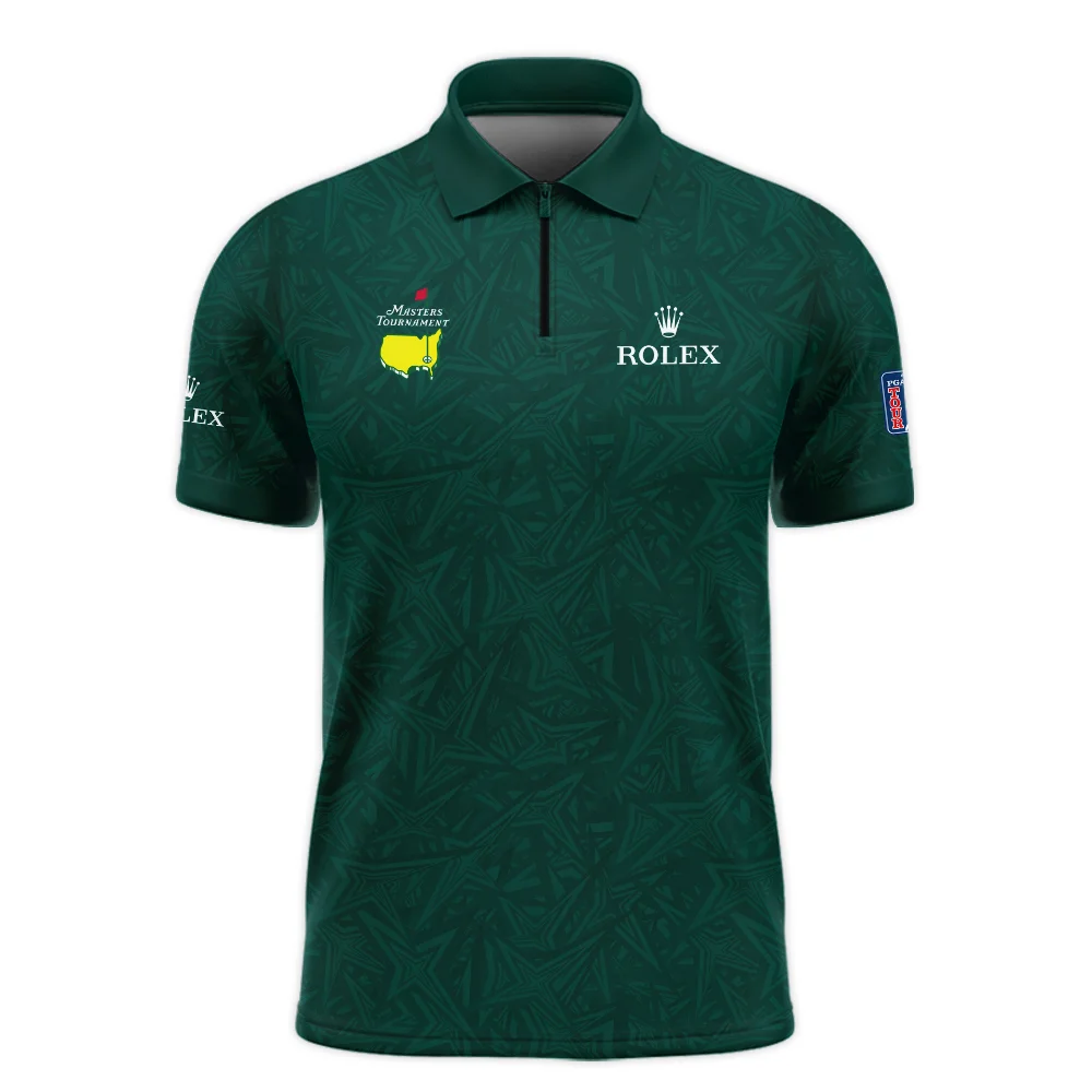 Stars Dark Green Abstract Sport Masters Tournament Rolex Zipper Polo Shirt Style Classic Zipper Polo Shirt For Men