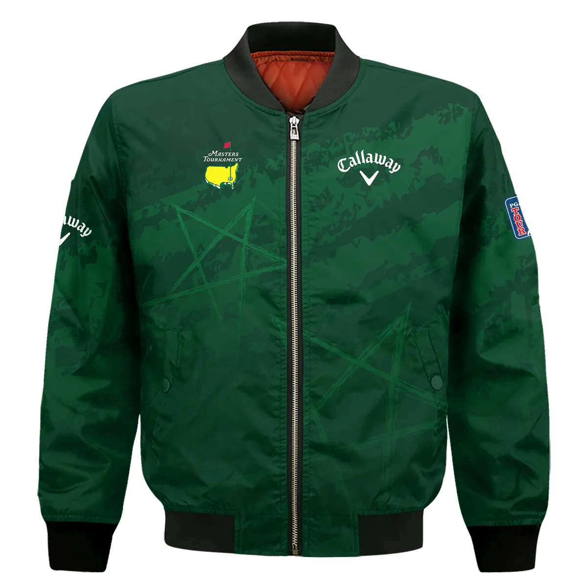 Stars Gradient Dark Green Grunge Pattern Masters Tournament Callaway Bomber Jacket Style Classic Bomber Jacket