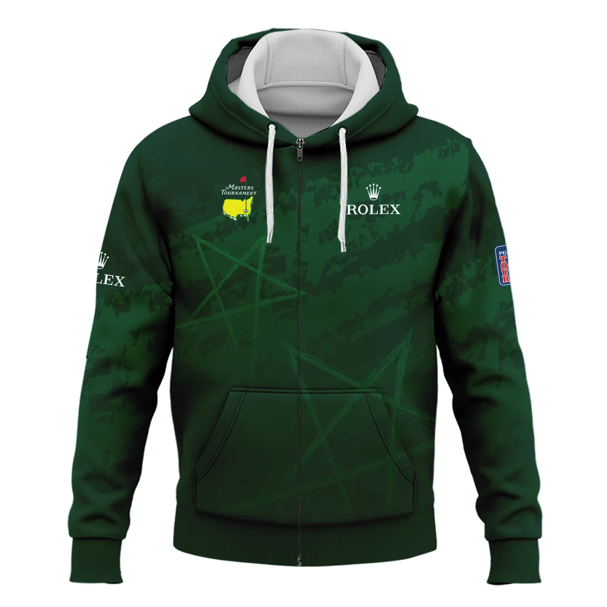 Stars Gradient Dark Green Grunge Pattern Masters Tournament Rolex Zipper Hoodie Shirt Style Classic Zipper Hoodie Shirt