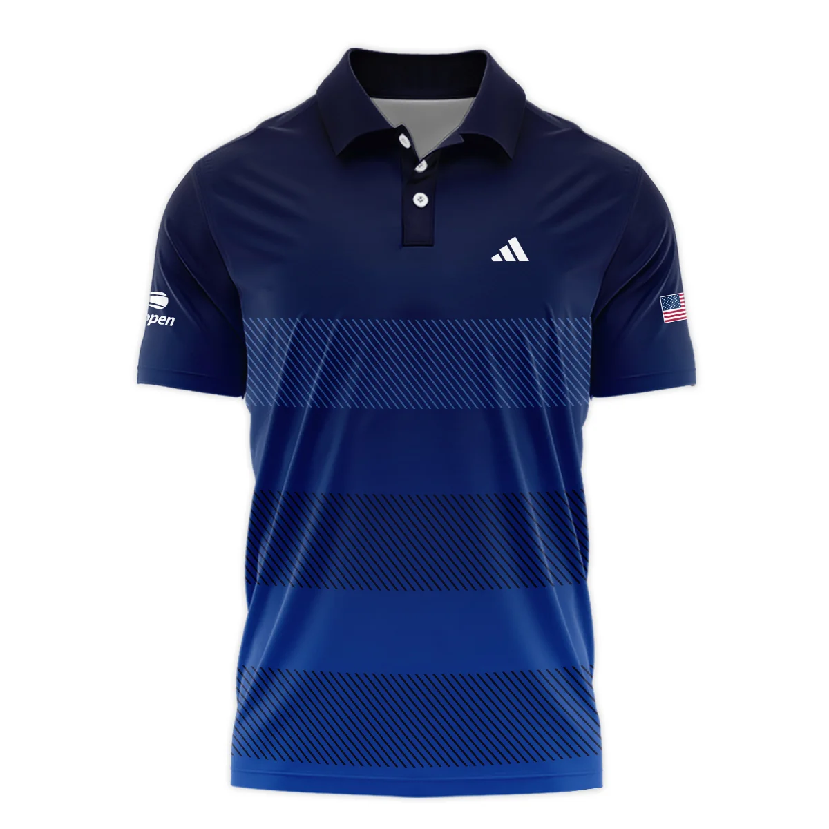 Straight Line Dark Blue Background US Open Tennis Champions Adidas Polo Shirt Style Classic Polo Shirt For Men