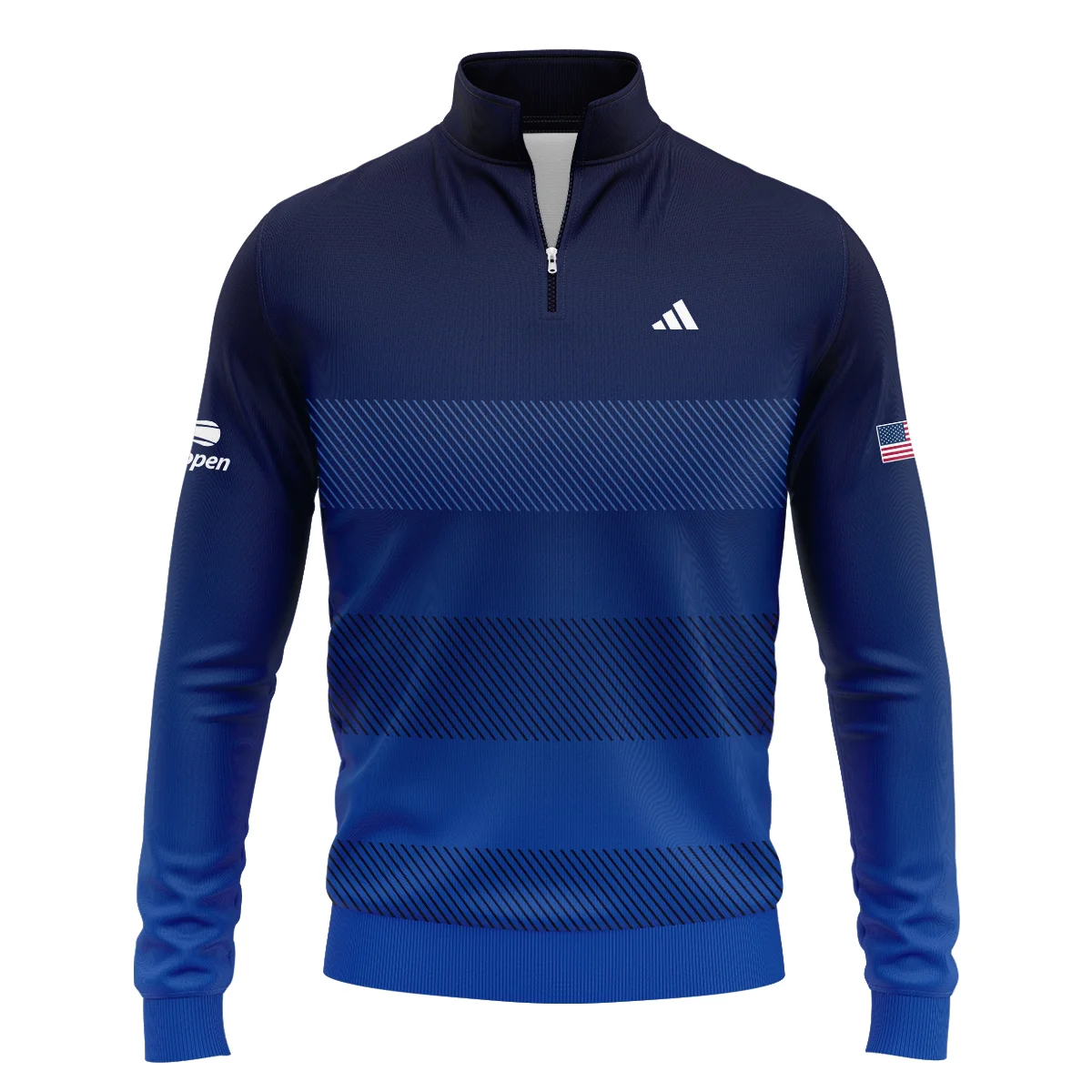 Straight Line Dark Blue Background US Open Tennis Champions Adidas Quarter-Zip Jacket Style Classic Quarter-Zip Jacket