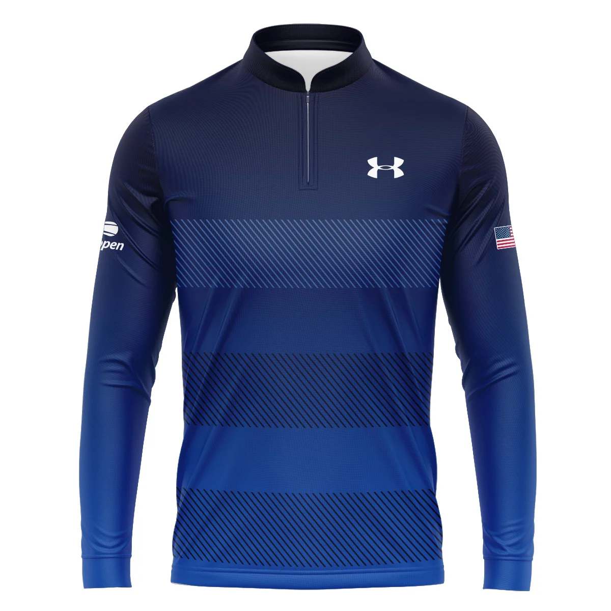 Straight Line Dark Blue Background US Open Tennis Champions Under Armour Mandarin collar Quater-Zip Long Sleeve