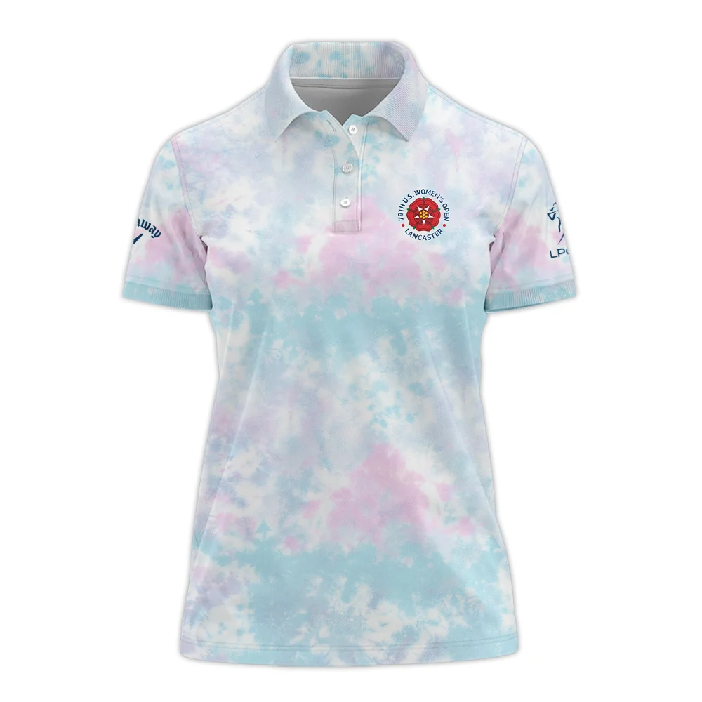 Tie dye Pattern 79th U.S. Women’s Open Lancaster Callaway Polo Shirt Blue Mix Pink All Over Print Polo Shirt For Woman