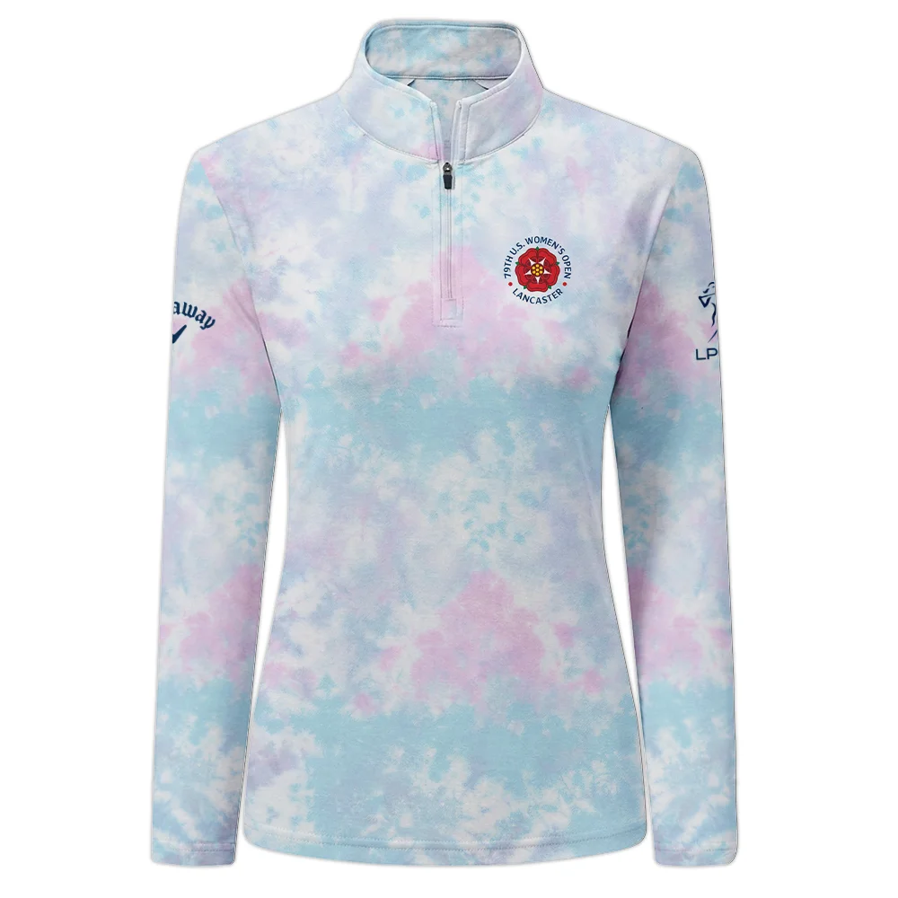 Tie dye Pattern 79th U.S. Women’s Open Lancaster Callaway Quarter-Zip Jacket Blue Mix Pink All Over Print Quarter-Zip Jacket