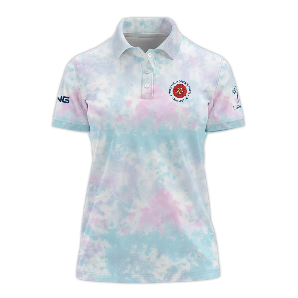 Tie dye Pattern 79th U.S. Women’s Open Lancaster Ping Polo Shirt Blue Mix Pink All Over Print Polo Shirt For Woman