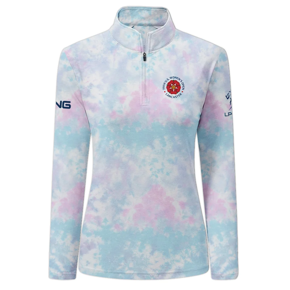 Tie dye Pattern 79th U.S. Women’s Open Lancaster Ping Quarter-Zip Jacket Blue Mix Pink All Over Print Quarter-Zip Jacket