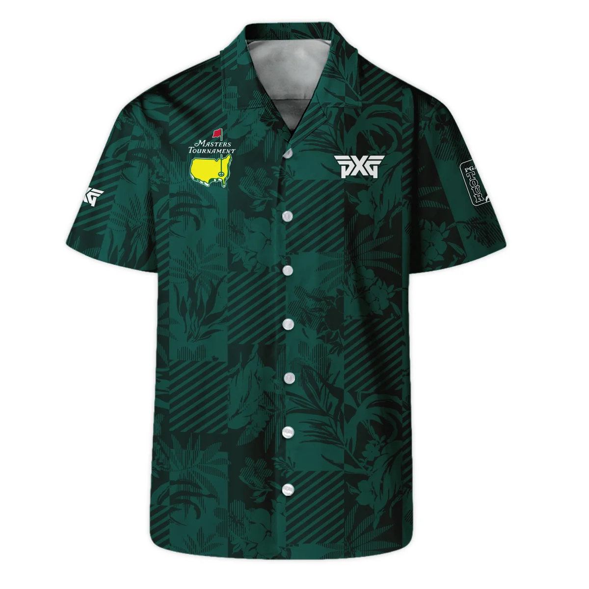 Tropical Leaves ,Foliage With Geometric Stripe Pattern Golf Masters Tournament Hawaiian Shirt Style Classic Oversized Hawaiian Shirt