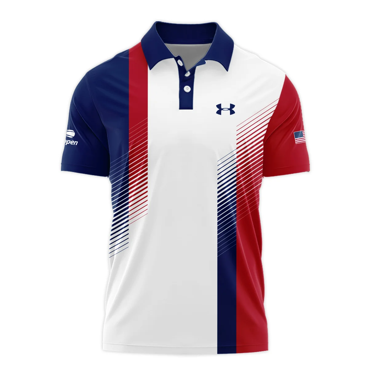 Under Armour Blue Red Straight Line White US Open Tennis Champions Polo Shirt Style Classic Polo Shirt For Men