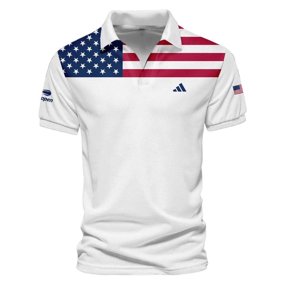 US Open Tennis Champions Adidas USA Flag White Vneck Polo Shirt Style Classic Polo Shirt For Men