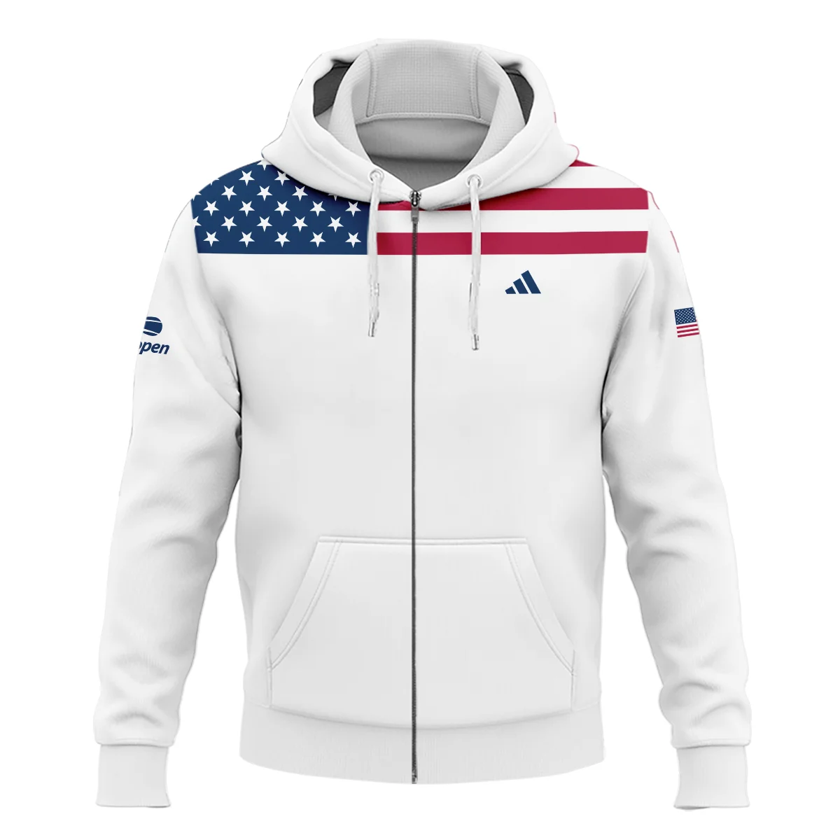 US Open Tennis Champions Adidas USA Flag White Zipper Hoodie Shirt Style Classic Zipper Hoodie Shirt