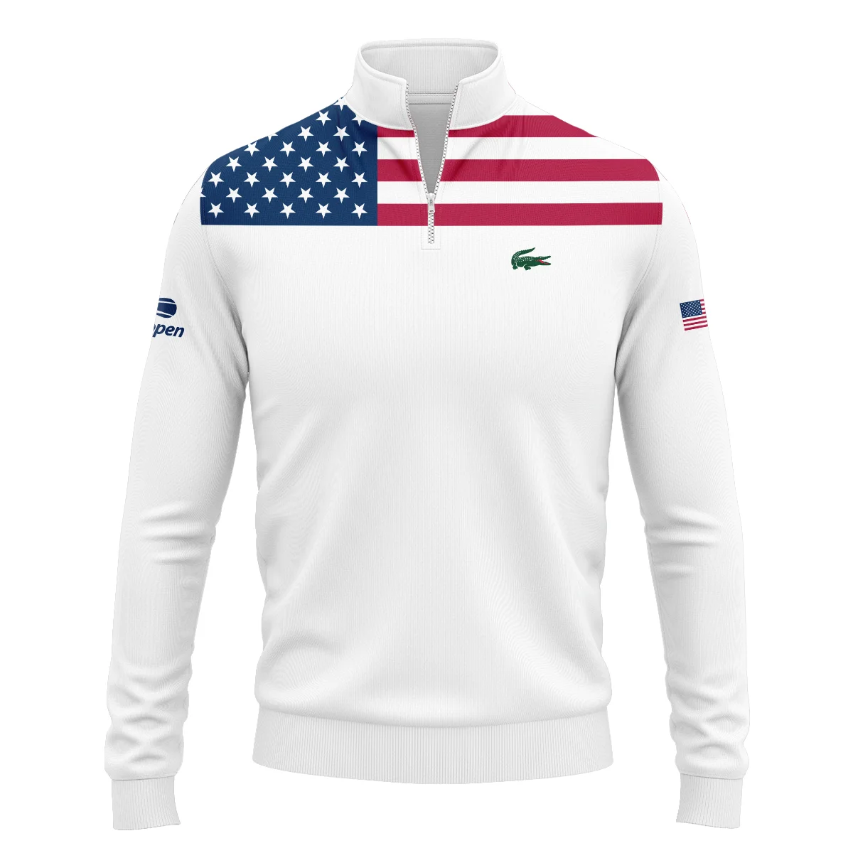 US Open Tennis Champions Lacoste USA Flag White Quarter-Zip Jacket Style Classic Quarter-Zip Jacket