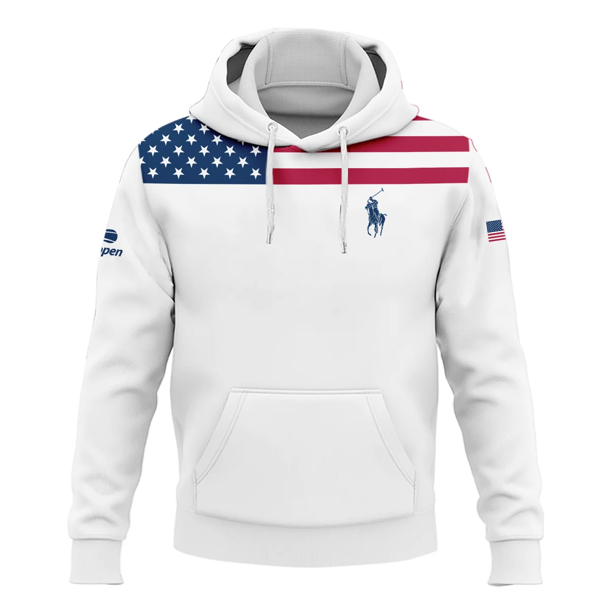 US Open Tennis Champions Ralph Lauren USA Flag White Hoodie Shirt Style Classic Hoodie Shirt