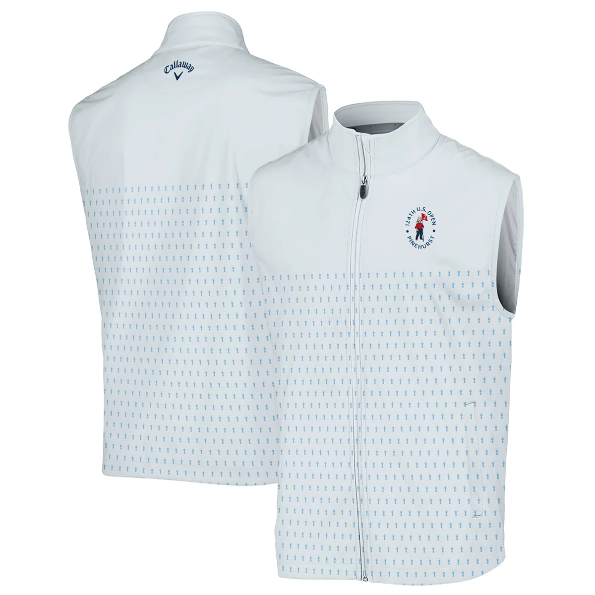 U.S Open Trophy Pattern Light Blue 124th U.S. Open Pinehurst Callaway Sleeveless Jacket Style Classic Sleeveless Jacket