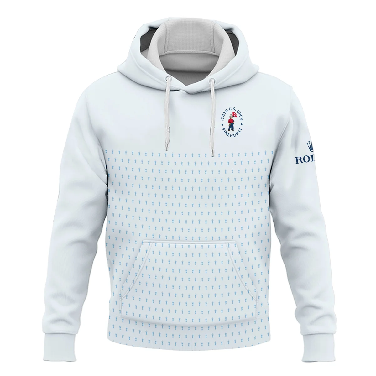 U.S Open Trophy Pattern Light Blue 124th U.S. Open Pinehurst Rolex Hoodie Shirt Style Classic Hoodie Shirt