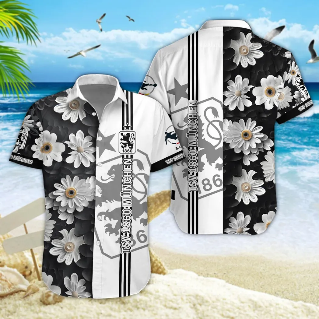 1860 Munich Hawaiian Shirt Style Classic Oversized Hawaiian, Unisex Hawaiian Shirt