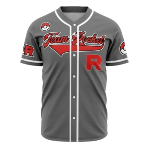 Team Rocket Grunt Gray Pokemon Baseball Jersey