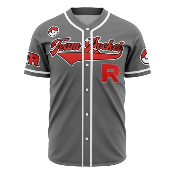 Team Rocket Grunt Gray Pokemon Baseball Jersey