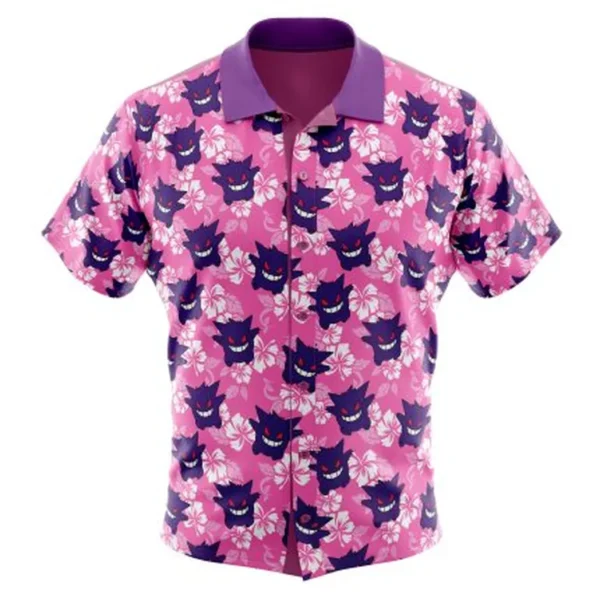 Gengar Pokemon Button Up Hawaiian Shirt