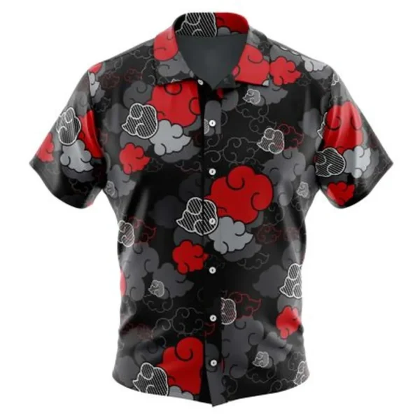 Black Aloha Akatsuki Naruto Button Up Hawaiian Shirt