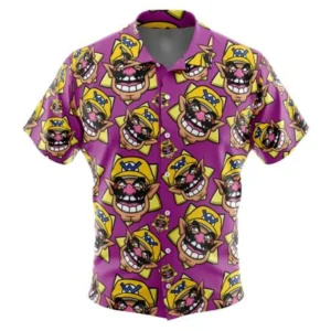 Wario Super Mario Button Up Hawaiian Shirt