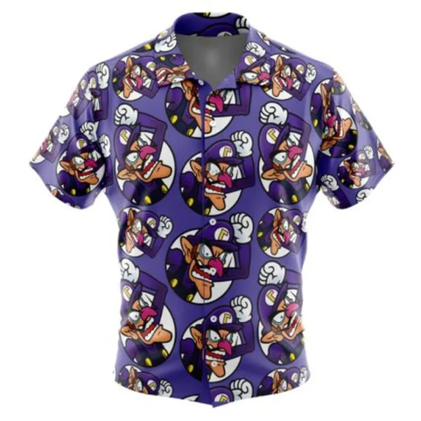 Waluigi Super Mario Button Up Hawaiian Shirt