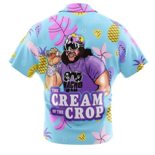 The Cream of the Crop Pro Wrestling Blue Tropical Button-Up Hawaiian Shirt