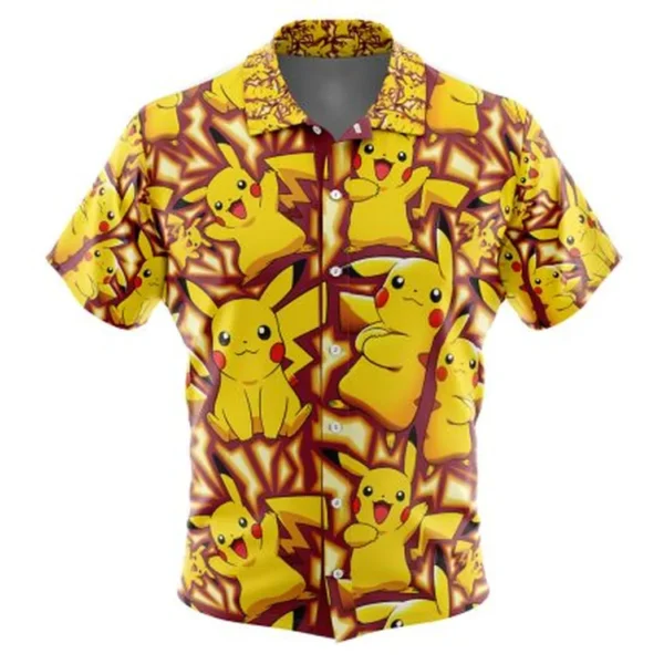 Pikachu Pokemon Button Up Hawaiian Shirt