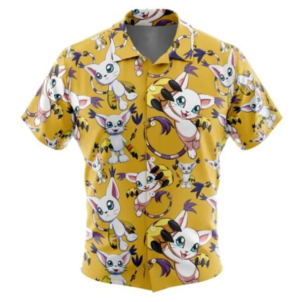 Gatomon Digimon Button Up Hawaiian Shirt