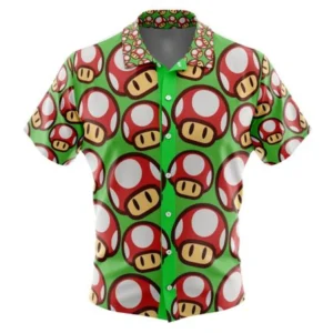 Super Mushroom Super Mario Button Up Hawaiian Shirt