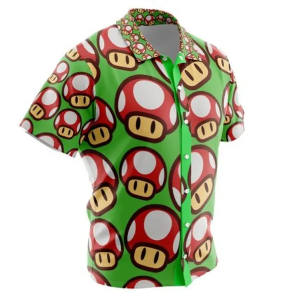 Super Mushroom Super Mario Button Up Hawaiian Shirt