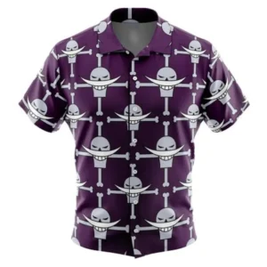 Whitebeard Jolly Roger One Piece Button Up Hawaiian Shirt