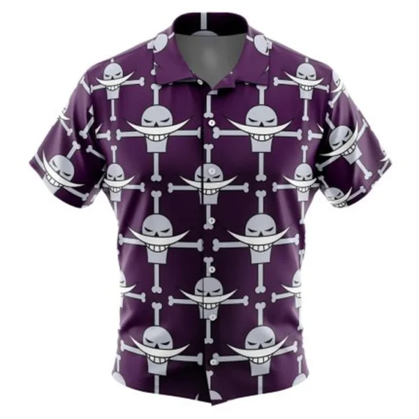 Whitebeard Jolly Roger One Piece Button Up Hawaiian Shirt