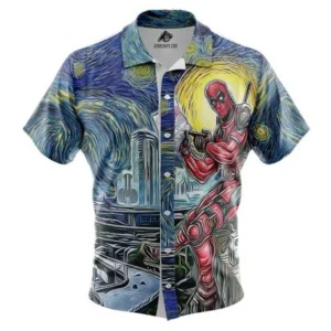 Deadpool Starry Night Button Up Hawaiian Shirt