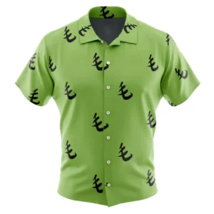 Green Pattern Saitama One Punch Man Button Up Hawaiian Shirt