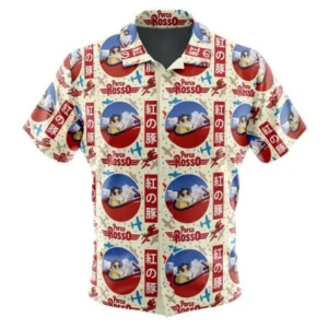 Porco Rosso Studio Ghibli Button Up Hawaiian Shirt