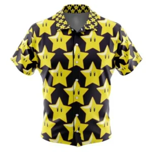 Super Star Super Mario Button Up Hawaiian Shirt