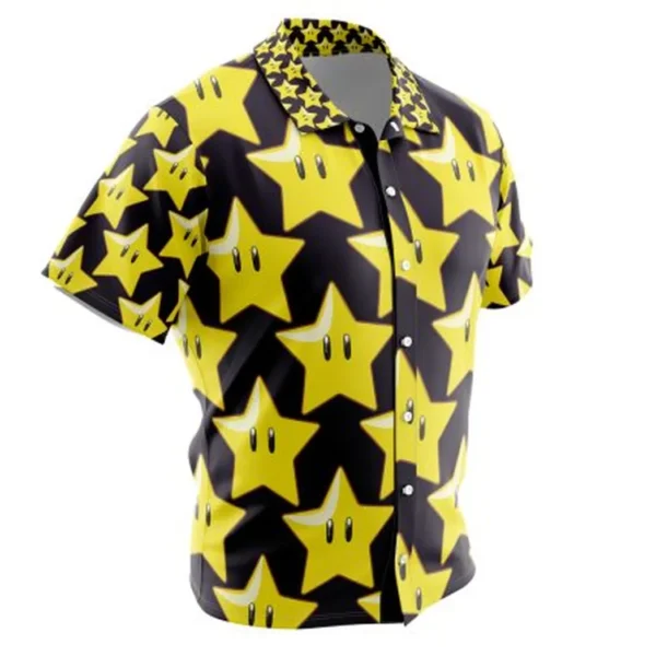 Super Star Super Mario Button Up Hawaiian Shirt