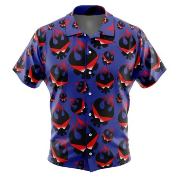 Kamina Great Flaming Skull Tengen Toppa Gurren Lagann Button Up Hawaiian Shirt