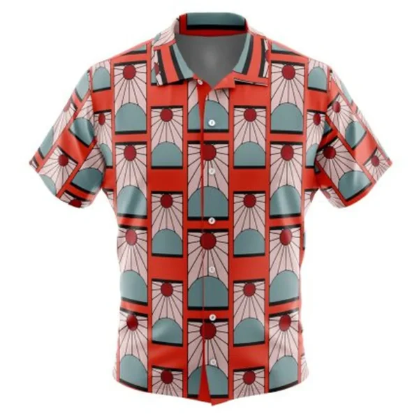 Hanafuda Earrings Demon Slayer Button Up Hawaiian Shirt