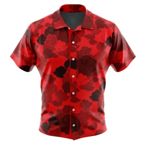 Red Aloha Akatsuki Naruto Button Up Hawaiian Shirt