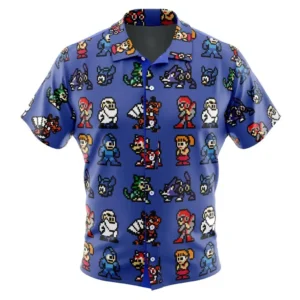 Team Mega Man Button Up Hawaiian Shirt