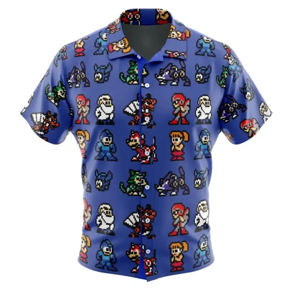 Team Mega Man Button Up Hawaiian Shirt