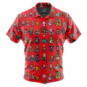 Pixel Smash Super Smash Bros Button Up Hawaiian Shirt