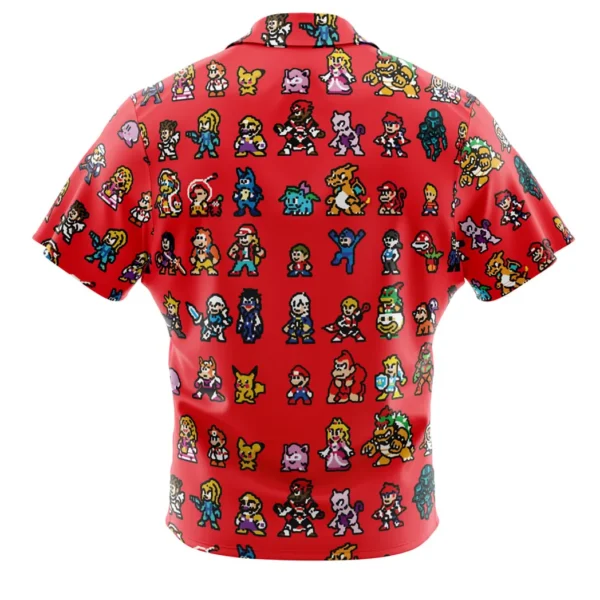 Pixel Smash Super Smash Bros Button Up Hawaiian Shirt