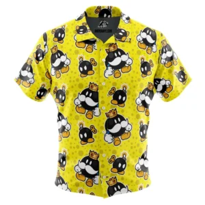 King Bob Omb Super Mario Bros Button Up Hawaiian Shirt