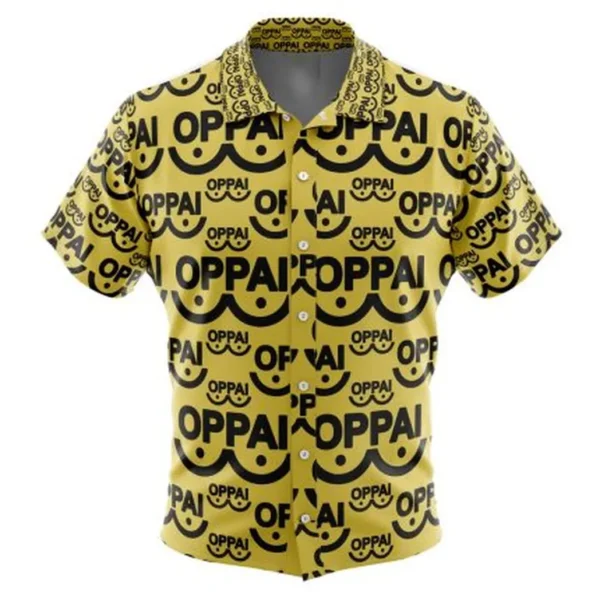 Saitama Oppai One Punch Man Button Up Hawaiian Shirt