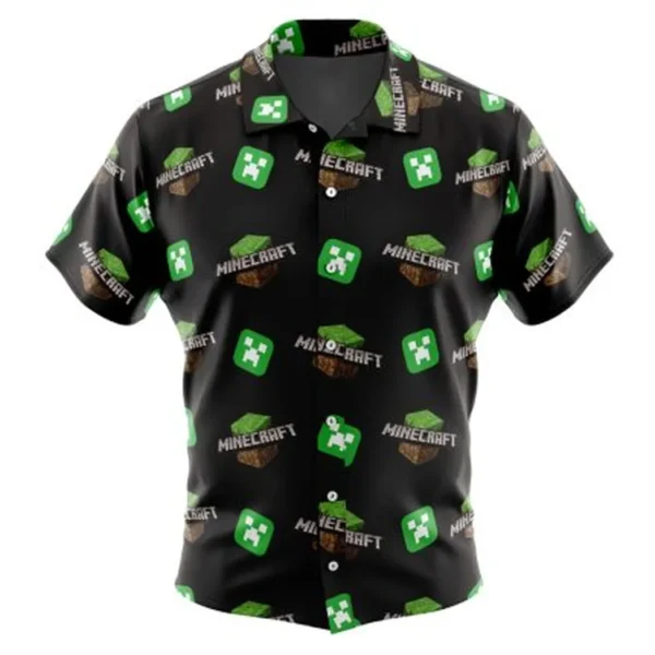 Power Minecraft Button Up Hawaiian Shirt