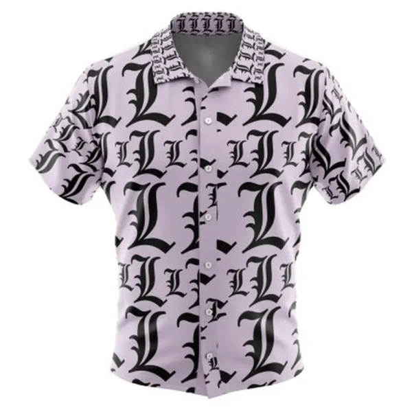 L Symbol Death Note Button Up Hawaiian Shirt